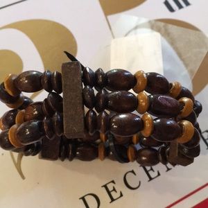 Lightweight wooden bead stretch bracelet
